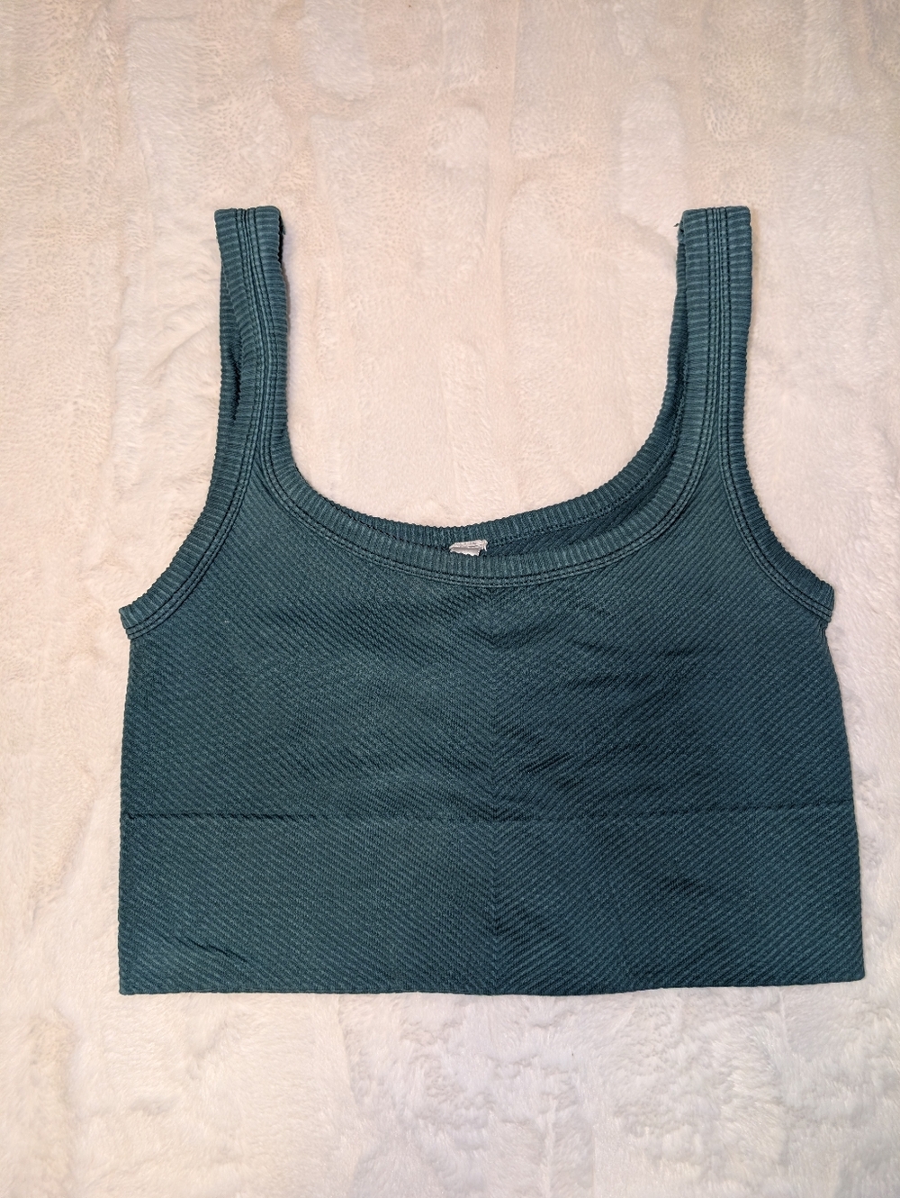 Nikibiki Teal Ribbed Scoop Neck Crop Top